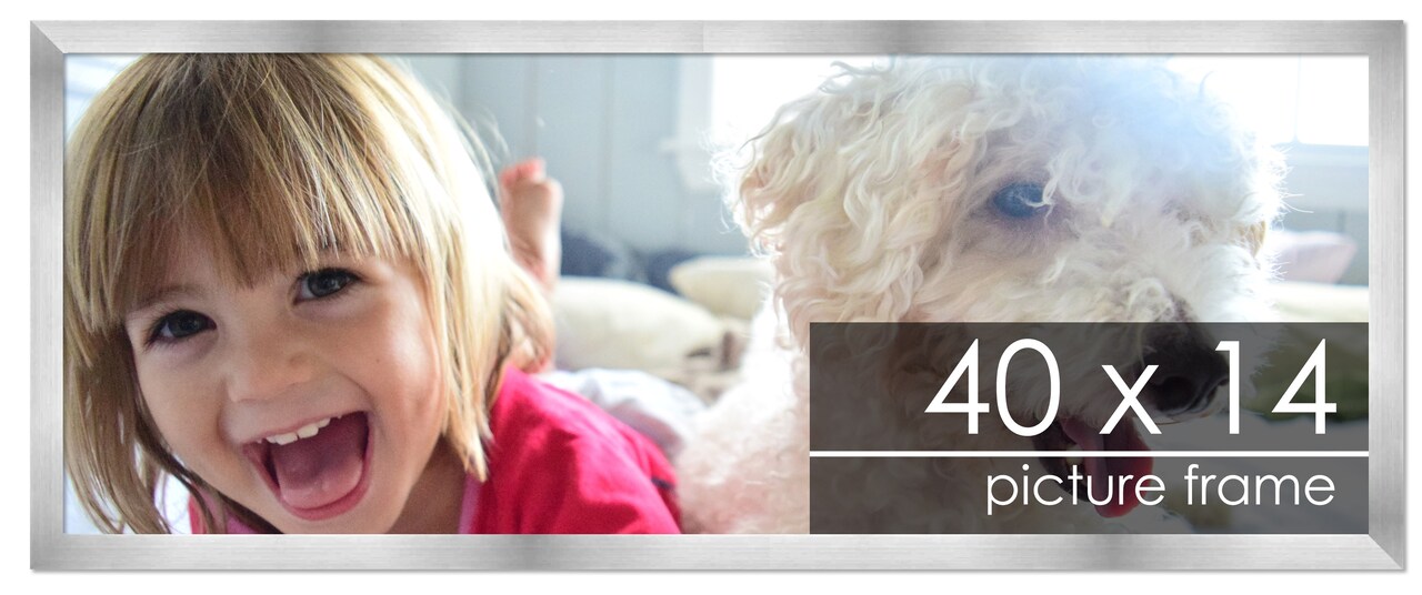 40x14 Solid Wood Picture Frame with UV-Resistant Acrylic & Acid-Free Backing, Available in 6 Finishes: Matte Black, Matte White, Metallic Bronze, Silver, Natural Wood Grain & Mahogany